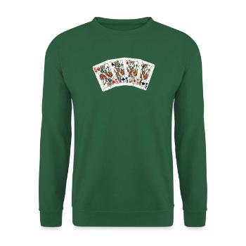 Vier Hunde, Vier Könige – Königliche Spielkarten - Unisex Pullover - Grün - Vorne