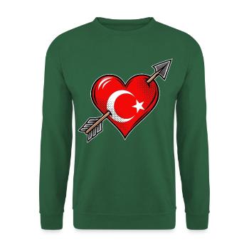 Türkei Flagge Herz mit Pfeil - Unisex Pullover - Grün - Vorne