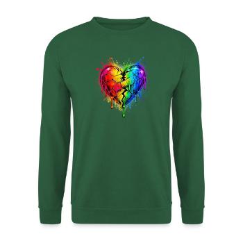 Regenbogenherz mit Pflaster - Unisex Pullover - Grün - Vorne
