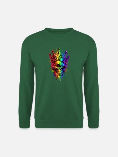Königskrone Regenbogen Totenkopf - Unisex Pullover - Grün