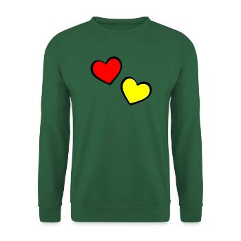 Zwei Herzen Rot Gelb Symbol - Unisex Pullover - Grün - Vorne