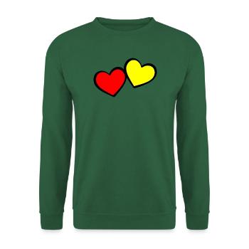 Zwei Herzen Rot Gelb Verbunden Symbol - Unisex Pullover - Grün - Vorne