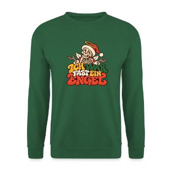 Ich war fast ein Engel Weihnachten Skelett Spruch - Unisex Pullover - Grün - Vorne