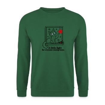 Weihnachtskatze hängt einen Homecoming-Stern auf - Unisex Pullover - Grün - Vorne
