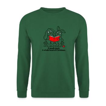 Zwei Weihnachtskaninchen singen ein kleines Liedchen - Unisex Pullover - Grün - Vorne