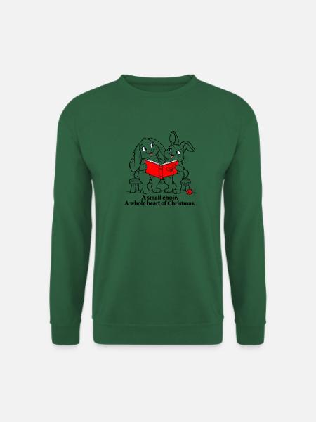 Zwei Weihnachtskaninchen singen ein kleines Liedchen - Unisex Pullover - Grün