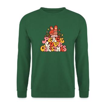 Peace Love Christmas Retro Hippie Weihnachten - Unisex Pullover - Grün - Vorne