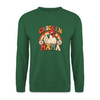 Chicken Mama Lustiges Retro Bauer Hühner Mutter - Unisex Pullover - Grün - Vorne