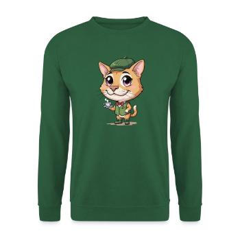 Katzenbarista im Grünen Outfit - Unisex Pullover - Grün - Vorne