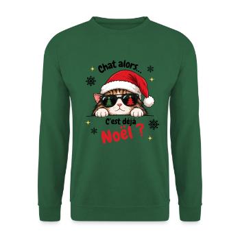 Also Katze, ist es schon Weihnachten? - Unisex Pullover - Grün - Vorne