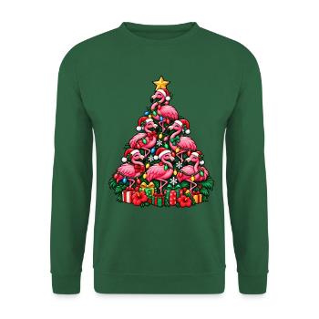 Flamingo Weihnachtsbaum - Unisex Pullover - Grün - Vorne