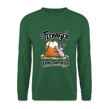 Teenager – Lustige Maus mit Teebeutel Spruch - Unisex Pullover - Grün - Vorne