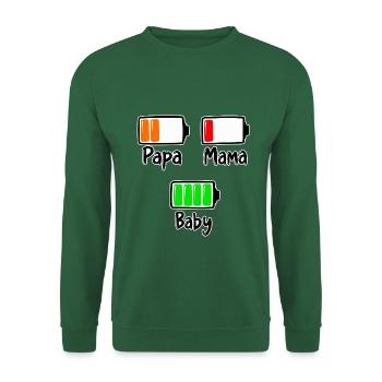 Papa Mama Baby – Lustiger Familien Akku Spruch - Unisex Pullover - Grün - Vorne