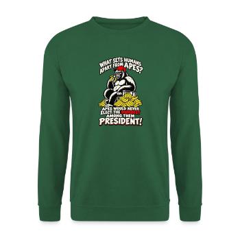 Banana Banter: Affensatire über Präsidenten - Unisex Pullover - Grün - Vorne