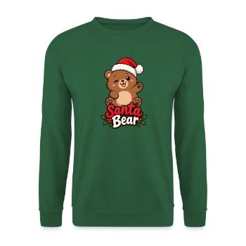 Santa Bear – Niedlicher Weihnachtsbär - Unisex Pullover - Grün - Vorne
