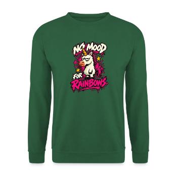 No Mood For Rainbows Lustiges Anti Einhorn Design - Unisex Pullover - Grün - Vorne