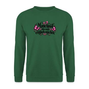 Neon Herzen und Schmetterlinge Pink - Unisex Pullover - Grün - Vorne