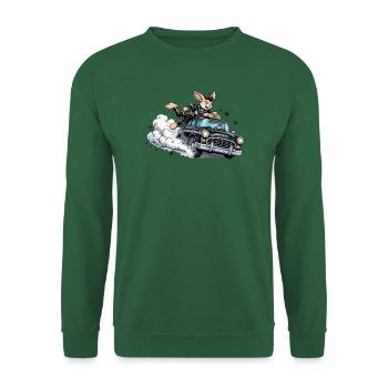 Bunny Punk im Taxi-Action - Unisex Pullover - Grün - Vorne