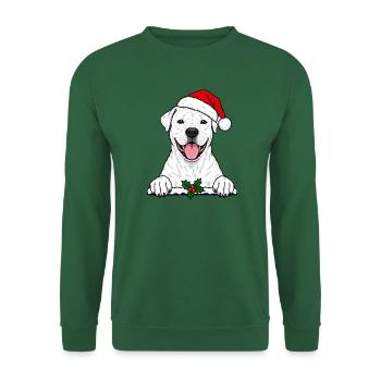 Dogo Argentino Weihnachten Hund Santa Hut - Unisex Pullover - Grün - Vorne