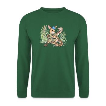Bunny Punk: Abenteuerhase gegen Abgottschlange - Unisex Pullover - Grün - Vorne