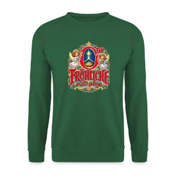 O du fröhliche o du selige Weihnachtslied Engel - Unisex Pullover - Grün - Vorne