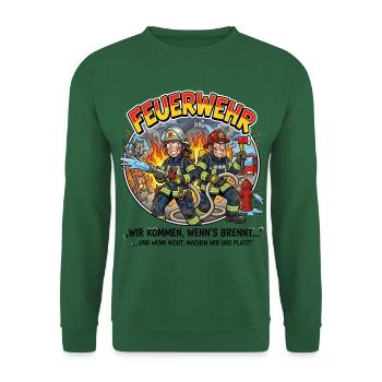 Feuerwehrhelden Cartoon-Szene - Unisex Pullover - Grün - Vorne