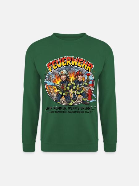 Feuerwehrhelden Cartoon-Szene - Unisex Pullover - Grün