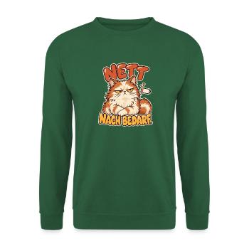 Grimmige Katze mit Spruchdruck - Unisex Pullover - Grün - Vorne