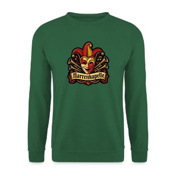 Narrenkapelle Fasching Narrenmaske Linolschnitt - Unisex Pullover - Grün - Vorne