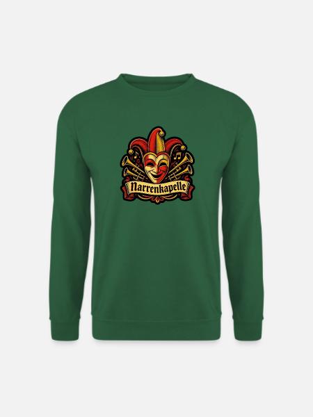 Narrenkapelle Fasching Narrenmaske Linolschnitt - Unisex Pullover - Grün