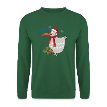 Weihnachtsmöwe mit Schal - Unisex Pullover - Grün - Vorne