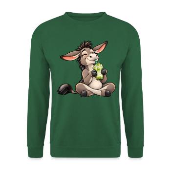 Esel mit Matcha Latte – Süßer Teegenuss - Unisex Pullover - Grün - Vorne