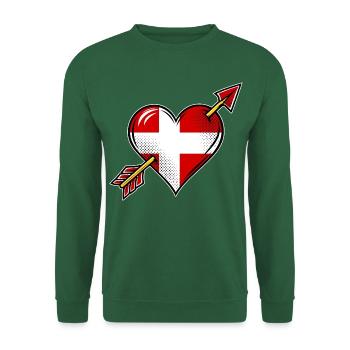 Dänemark Flagge Herz mit Pfeil - Unisex Pullover - Grün - Vorne