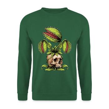 Schädel mit Venusfliegenfalle Krone - Unisex Pullover - Grün - Vorne