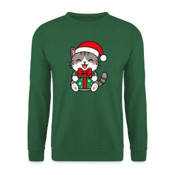 Kawaii-Katze mit Weihnachtsgeschenk - Unisex Pullover - Grün - Vorne