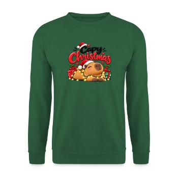 Capy Christmas – Süsses Capybara Weihnachten - Unisex Pullover - Grün - Vorne