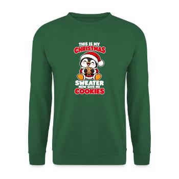 Weihnachts Pinguin mit Lebkuchen Spruch - Unisex Pullover - Grün - Vorne