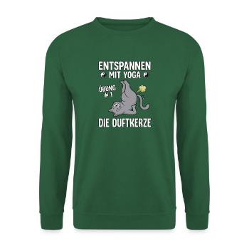 Katzen Yoga Duftkerze - Unisex Pullover - Grün - Vorne