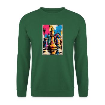 Pop-Art Schach motiv - Geschenk für Schachspieler - Unisex Pullover - Grün - Vorne