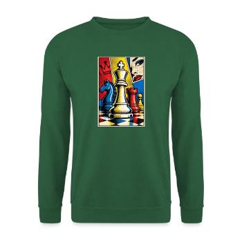 Pop Art Schach Motiv - Geschenk für Schachspieler - Unisex Pullover - Grün - Vorne
