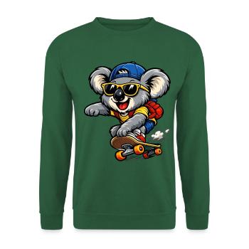 Koala beim Skateboarding – Cooler Skater - Unisex Pullover - Grün - Vorne