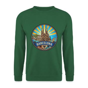 Barcelona Spanien Reiseabzeichen Sagrada Familia Geschenk - Unisex Pullover - Grün - Vorne