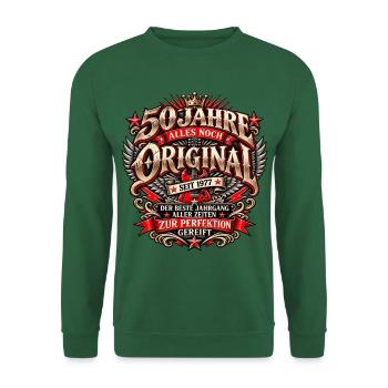50 Jahre – Jahrgang 1977 Vintage Design - Unisex Pullover - Grün - Vorne