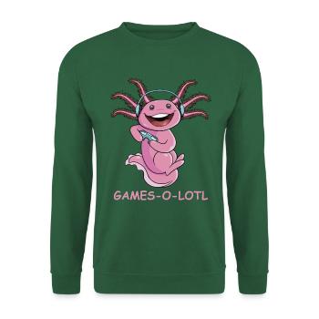 Games-o-lotl Fun Gaming-axolotl-spieler - Unisex Pullover - Grün - Vorne
