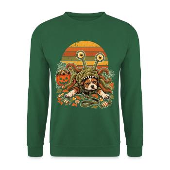Halloween Hund zu gruselig zum Laufen - Unisex Pullover - Grün - Vorne