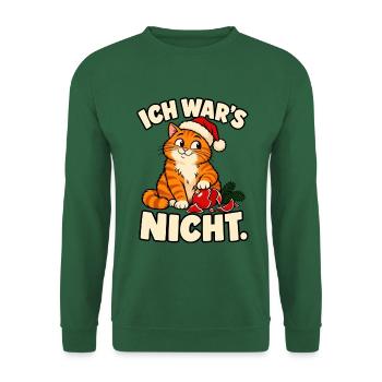 Ich war’s nicht – Lustige Weihnachtskatze - Unisex Pullover - Grün - Vorne