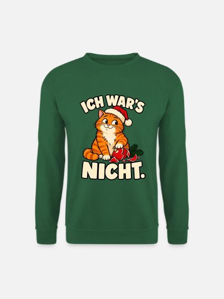Ich war’s nicht – Lustige Weihnachtskatze - Unisex Pullover - Grün