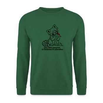 Red Panda rettet eine pfotenabdrückliche Weihnachtserinnerung - Unisex Pullover - Grün - Vorne
