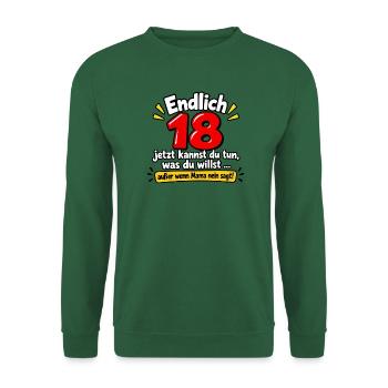 Endlich 18 - Unisex Pullover - Grün - Vorne