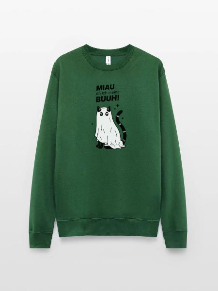 Miau äh ich meine Buuh! - Katze Gespenst Halloween - Unisex Pullover - Grün - Vorne